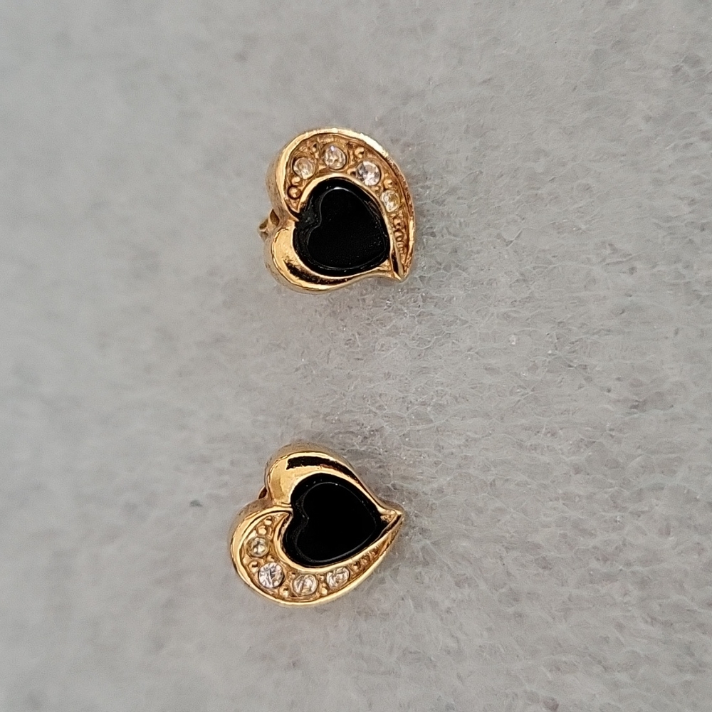 Vintage Avon Black Onyx post Earrings